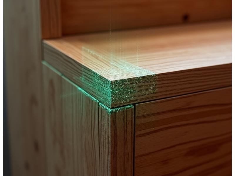 A close-up of a meticulously crafted wooden stair tread with a blurred background, overlaid with subtle, geometric patterns symbolizing safety and precision. The overall impression is one of rigorous engineering and adherence to standards.